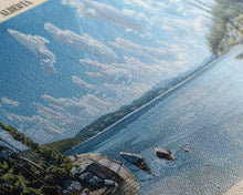 Load image into Gallery viewer, Cold Lake Framed Canvas Print, Lake House Art, Panoramic Wide Art, Travel Poster, Modern Lake Painting, Home Decor
