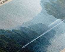 Cargar imagen en el visor de la galería, Cormorant Lake Framed Canvas Print, Lake House Decor, Panoramic Wide Art, Travel Poster, Rustic Lake Painting, Home Decor
