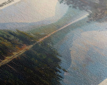 Load image into Gallery viewer, Echo Lake Montana Framed Canvas Print, Panoramic Lake House Decor, Wall Art, Travel Poster, Modern Lake Painting, Nature Art
