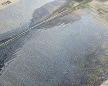 Cargar imagen en el visor de la galería, Fish Lake Utah Framed Canvas Print, Panoramic Lake House Decor, Wall Art, Travel Poster, Tranquil Lake Painting, Nature Art
