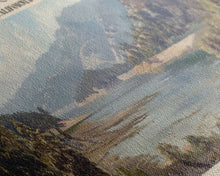 Load image into Gallery viewer, Lake Nacimiento California Framed Canvas Print, Lake House Decor, Panoramic Wall Art, Travel Poster, Beautiful Landscape Painting, Modern Art
