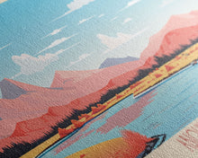 Carregar imagem no visualizador da galeria, Abiquiu Reservoir New Mexico Framed Canvas Print, Panoramic Wall Art, Midcentury Modern, Pop Art, Travel Poster, Living Room Art
