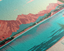 Carregar imagem no visualizador da galeria, Alamo Lake Arizona Framed Canvas Print, Panoramic Travel Poster, Midcentury Modern Wall Art, Pop Art, Scenic Bedroom Art

