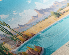 Carregar imagem no visualizador da galeria, Baker Lake Washington Framed Canvas Print, Panoramic Travel Poster, Midcentury Modern Wall Art, Pop Art, Nature Living Room Art
