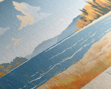 Carregar imagem no visualizador da galeria, Burt Lake Michigan Framed Canvas Print, Pop Art Panoramic Travel Poster, Midcentury Modern, Wall Art, Scenic Nature Painting, Bedroom Decor
