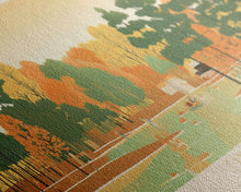 Carregar imagem no visualizador da galeria, Canobie Lake New Hamphire Framed Canvas Print, Midcentury Modern Panoramic Wall Art, Living Room Decor, Pop Art, Travel Poster Art, Scenic Nature Painting
