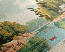 Cargar imagen en el visor de la galería, Carters Lake Georgia Framed Canvas Print, Pop Art Panoramic Travel Poster, Midcentury Modern, Wall Art, Scenic Nature Painting, Bedroom Decor, Living Room Art
