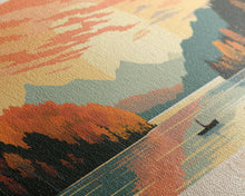 Cargar imagen en el visor de la galería, Cave Run Lake Kentucky Framed Canvas Print, Midcentury Modern Panoramic Wall Art, Living Room Decor, Pop Art, Travel Poster Art, Nature Art, Lake House Decor
