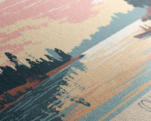 Load image into Gallery viewer, Columbus Lake Mississippi Framed Canvas Print, Midcentury Modern Panoramic Wall Art, Living Room Decor, Pop Art, Travel Poster Art, Scenic Nature Painting
