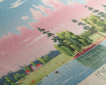 Cargar imagen en el visor de la galería, Conestoga Lake Nebraska Framed Canvas Print, Pop Art Panoramic Travel Poster, Midcentury Modern, Wall Art, Scenic Nature Painting, Bedroom Decor, Living Room Art
