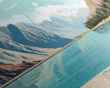 Cargar imagen en el visor de la galería, Convict Lake California Framed Canvas Print, Midcentury Modern Panoramic Wall Art, Living Room Decor, Pop Art, Travel Poster Art, Nature Art, Lake House Decor
