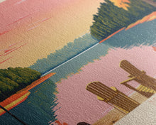 Load image into Gallery viewer, Deal Lake New Jersey Framed Canvas Print, Midcentury Modern Panoramic Wall Art, Living Room Decor, Pop Art, Travel Poster Art, Scenic Nature Painting
