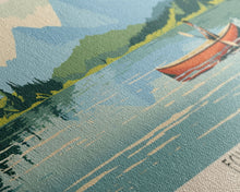 Load image into Gallery viewer, Echoing Lake Ontario Framed Canvas Print, Panoramic Art, Midcentury Modern, Pop Art, Bedroom Decor, Travel Poster, Lake View
