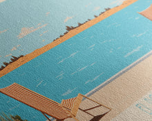 Load image into Gallery viewer, El Dorado Lake Kansas Framed Canvas Print, Panoramic Wall Art, Midcentury Modern, Pop Art, Living Room Art, Travel Poster, Vintage Lake Art
