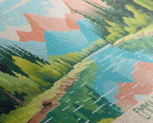 Load image into Gallery viewer, Emma Matilda Lake Wyoming Framed Canvas Print, Panoramic Wall Art, Midcentury Modern, Pop Art, Bedroom Decor, Travel Poster, Nature Painting
