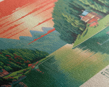 Carregar imagem no visualizador da galeria, Fairview Lake Pennsylvania Framed Canvas Print, Panoramic Art, Midcentury Modern, Pop Art, Living Room Decor, Travel Poster, Wall Art, Nature Art
