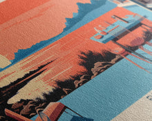 Cargar imagen en el visor de la galería, Fish Lake Utah Framed Canvas Print, Panoramic Art, Midcentury Modern, Pop Art, Living Room Wall Art, Travel Poster, Nature Painting, Home Decor
