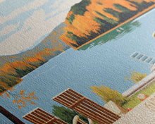 Load image into Gallery viewer, Gardner Lake Connecticut Framed Canvas Print, Panoramic Wall Art, Midcentury Modern, Pop Art, Bedroom Decor, Travel Poster, Lake View, Artistic Decor
