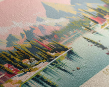 Load image into Gallery viewer, South Lake, California Framed Canvas Print, Lake House Decor, Midcentury Modern Art, Pop Art, Travel Poster, Bedroom Wall Art
