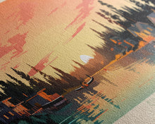 Load image into Gallery viewer, Sylvan Lake, South Dakota Framed Canvas Print, Lake House Art, Midcentury Modern Decor, Pop Art, Travel Poster, Living Room Wall Art
