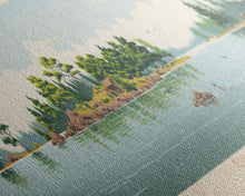 Load image into Gallery viewer, Sylvan Lake, South Dakota Framed Canvas Print, Lake House Decor, Midcentury Modern Art, Pop Art, Travel Poster, Bedroom Wall Art
