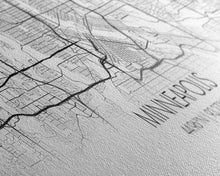 Load image into Gallery viewer, Panoramic Minneapolis City Map, Minnesota Art, Map Print, Minimalist Wall Art, Canvas Art, Housewarming Gift, Street Map Art, Closing Gift
