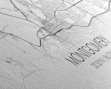 Load image into Gallery viewer, Panoramic Montgomery City Map, Alabama Art, Map Print, Minimalist Wall Art, Canvas Art, Housewarming Gift, Street Map Art, Closing Gift
