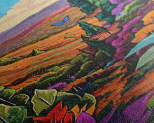 Cargar imagen en el visor de la galería, Colorful Landscape Art, Mountain Wall Art Print, Botanical Art for Kitchen, Impasto Canvas Painting Framed and Printed, Modern Wall Art
