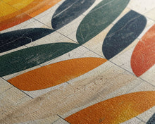 Load image into Gallery viewer, Abstract Geometric Stained Glass Design in Vibrant Colors - Framed Canvas Print, Midcentury Modern Art, Skinny Art, Tall Art, Living Room Wall Decor
