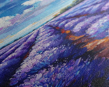 Carregar imagem no visualizador da galeria, Expansive Lavender Fields Under a Bright Sky, Skinny and Tall Art, Bold Framed Canvas Print, Landscape Wall Art

