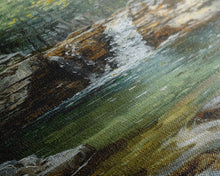 Carregar imagem no visualizador da galeria, Framed Canvas Print Skinny Art of a Serene Waterfall Cascading into a Tranquil Pool in a Lush Forest Landscape, Perfect Tall Art for Nature Lovers
