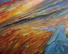 Carregar imagem no visualizador da galeria, Framed Canvas Print Skinny Art of a Vibrant Sunset Over a Rolling Ocean with Dramatic Colors in the Sky and Water, Ideal Tall Art for Modern Spaces
