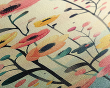 Carregar imagem no visualizador da galeria, Bright Field of Wildflowers Skinny Art Tall Art Japanese Ukiyo-e Inspired Floral Print Framed Canvas Wall Art
