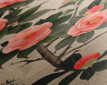 Carregar imagem no visualizador da galeria, Framed Canvas Print Of Japanese Floral Art With Camellia Blossoms And Detailed Leaves Ready To Hang Traditional Japanese Wall Art Decor
