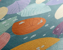 Cargar imagen en el visor de la galería, Floating Leaves in Soft Pastel Colors, Skinny Tall Art with Japanese Influence, Framed Canvas Print in Ukiyo-e Style
