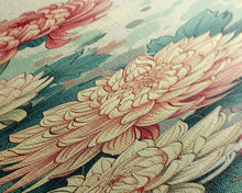 Cargar imagen en el visor de la galería, Chrysanthemums in Traditional Japanese Art, Ukiyo-e Style Framed Canvas Print Perfect for Tall and Skinny Spaces
