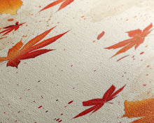 Load image into Gallery viewer, Skinny Art Autumn Leaves In Japanese Style Wood Block Print Warm Red And Orange Tones On Framed Canvas Print, Tall Art Ukiyo-e
