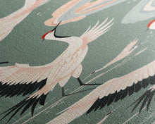 Load image into Gallery viewer, Cranes In Flight Framed Canvas Print, Traditional Japanese Art With Soft Colors And Detailed Wings, Wall Art Ready To Hang
