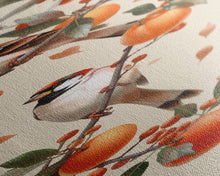 Load image into Gallery viewer, Skinny Art Tall Art Framed Canvas Print Wood Block Print Of Elegant Bird Perched On Branch Amidst Orange Fruits Ukiyo-e Japanese Style Art
