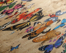 Carregar imagem no visualizador da galeria, Butterflies In Spiral Formation On Light Brown Canvas Tall Art Skinny Art Framed Canvas Print Japanese Style Art Ukiyo-e Wood Block Print
