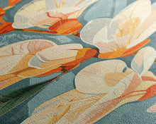 Load image into Gallery viewer, Light Cream Magnolia Blooms On Abstract Background Skinny Art Tall Art Framed Canvas Print Japanese Style Art Ukiyo-e Art Wood Block Print Delicate Decorative
