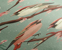 Load image into Gallery viewer, Delicate Sparrows Perched On Cherry Blossoms Under Full Moon Serene Nighttime Setting Captured Tall Framed Canvas Print Nature Scene
