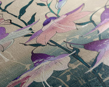 Load image into Gallery viewer, Tall Art Featuring Elegant Bellflowers In Soft Purples And Pinks Against A Muted Background, Skinny Art, Japanese Style Art, Ukiyo-e Art, Framed Canvas Print, Wood Block Print
