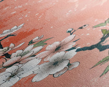 Load image into Gallery viewer, Skinny Art Tall Art Cherry Blossoms Wood Block Print Japanese Style Art With Delicate Branches On Soft Pink Background Framed Canvas Print
