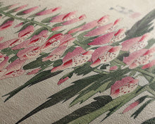 Load image into Gallery viewer, Skinny Art Tall Art Foxglove Flowers Wood Block Print Japanese Style Art Vertical Composition Framed Canvas Print

