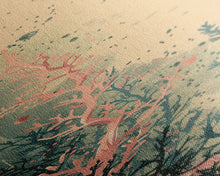 Cargar imagen en el visor de la galería, Tall Skinny Art Japanese Style Wood Block Print Abstract Seaweed In Soft Hues For Framed Canvas Print In Ukiyo-e Style
