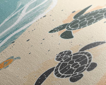 Load image into Gallery viewer, Sea Turtles On Japanese Beach Canvas Print, Ukiyo-e Woodblock Style, Framed Canvas Print, Tall Skinny Japanese Wall Art, Ready To Hang
