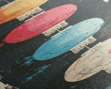 Load image into Gallery viewer, Colorful Lanterns Hanging in a Vertical Row with Abstract Background - Skinny Art, Japanese Wall Decor, Framed Canvas Print, Ukiyo-e Style
