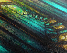 Cargar imagen en el visor de la galería, Fantasy wall art, canvas print, magical forest, fantasy landscape art, ready to hang wall art, bioluminescent glowing fantasy wall decor
