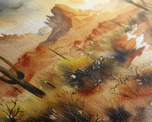 Carregar imagem no visualizador da galeria, Extra Large Wall Art, Desert Landscape Painting Framed Canvas Print, Metal Art, Wood Framed Original Art, Living Room Decor, Landscape Art
